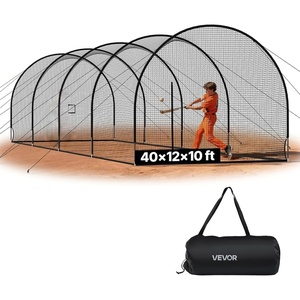VEVOR Baseball Batting Cage,12-40 Ft Carbon Steel/Fiberglasss Portable Batting Cage, Battings Cages Netting for Indoor Outdoor(40 FT)