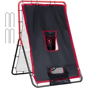 VEVOR Baseball Softball Rebounder Net,Pitch Back Trainer Target,Adjustable with Strike Zone, Steel Frame, Bounce Back Net for Pitching & Fielding Training, Return Practice(red+black)