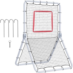 VEVOR Baseball Softball Rebounder Net,Pitch Back Trainer Target,Adjustable with Strike Zone, Steel Frame, Bounce Back Net for Pitching & Fielding Training, Return Practice(black)