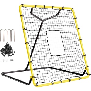 VEVOR Baseball Softball Rebounder Net,Pitch Back Trainer Target,Adjustable with Strike Zone, Steel Frame, Bounce Back Net for Pitching & Fielding Training, Return Practice(yellow)
