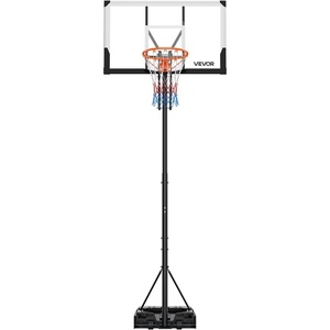 VEVOR Basketball Hoop, 28 32 44 48 54 Inchs PC Backboard, Height Adjustable, Basketball Portable Hoop & Goal, Regulation Basketball Hoop Outdoor, Teens, Adults, Basketball Court, Schools, Parks(Upgraded Adjustable 5.25-10ft  48 inch Backboard)
