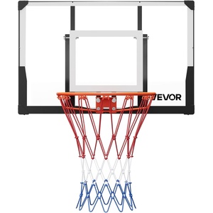 VEVOR Basketball Hoop, 44 54 Inchs PC Backboard Wall Mounted, Basketball Portable Hoop & Goal, Indoor & Outdoor with Hand-Crank Adjustment, Classic Basketball Court, Teens, Adults, Schools, Parks(Black Goal 44in)