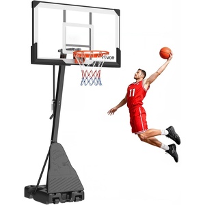 VEVOR Basketball Hoop, Basketball Hoop 44 48 50 54 Inchs PC Backboard, 4.4-10FT Height Adjustable, Basketball Portable Hoop& Goal, Indoor/Outdoor Classic Basketball Court, Teen Adult School Park(Black Quickly Adjust 54in)