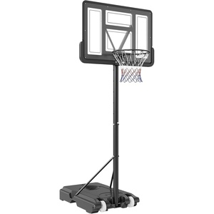 VEVOR Basketball Hoop, Basketball Hoop 44 48 50 54 Inchs PC Backboard, 4.4-10FT Height Adjustable, Basketball Portable Hoop& Goal, Indoor/Outdoor Classic Basketball Court, Teen Adult School Park(Black 44in)