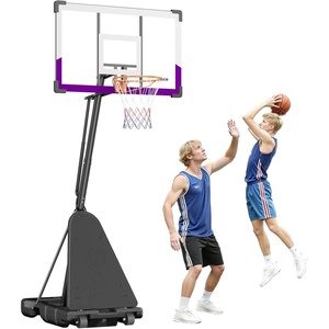 VEVOR Basketball Hoop, Basketball Hoop 44 48 50 54 Inchs PC Backboard, 4.4-10FT Height Adjustable, Basketball Portable Hoop& Goal, Indoor/Outdoor Classic Basketball Court, Teen Adult School Park(Purple Quickly Adjust 48in)