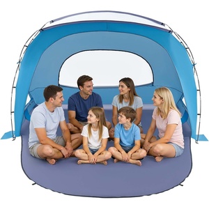 VEVOR Beach Tent Sun Shelter for 6 Person, UPF 50+ Protection, Portable Sun Shade Canopy with Carrying Bag & Sand Pockets, Lightweight and Easy Setup Beach Umbrella for Family Camping Outdoor Picnic(6 Person)