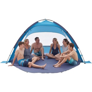 VEVOR Beach Tent Sun Shelter for 6 Person, UPF 50+ Protection, Portable Sun Shade Canopy with Carrying Bag & Sand Pockets, Lightweight and Easy Setup Beach Umbrella for Camping Fishing Outdoor Picnic