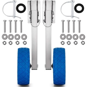 VEVOR Boat Launching Wheels, 300 lbs Load Capacity, 10″ Stainless Steel Transom Wheel with Solid PVC Tire, Folding Launch Wheels with 4 Quick Release Pins, Fit 13′ Long Inflatable Fishing Boat