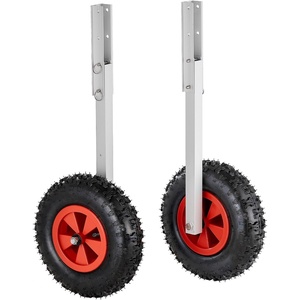 VEVOR Boat Launching Wheels, Aluminium Alloy Transom Wheel with Inflatable Rubber Tires, Folding Launch Wheels with 4 Quick Release Pin, Fit 13ft and 14.7 ft Inflatable Fishing Boat(12″)