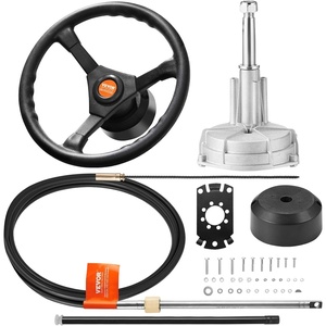 VEVOR Boat Steering System Kit, 10/11/12/13/14/15/16FT Outboard Boat Steering Control Cable, 13.5″ Steering Wheel, 3/4″ Tapered Shaft, Alloy Marine Steering System, for Yachts, Fishing Boats(15FT)