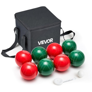 VEVOR Bocce Ball Set, 107 mm, with 8 Resin Balls, Pallino, Carrying Bag and Measuring Rope, Red and Green 2 Colors, for 2 to 8 Players, Bocce Ball Game Set for Beach, Lawn, Family Backyard, Outdoor
