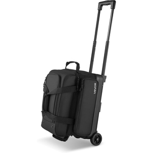 VEVOR Bowling Ball Bag, 2-Ball Bowling Bag with Wheels, Featuring a Separate Compartment for Shoes (Up to US Size 16) & Oversized Accessory Pocket, Retractable Handle Extends to 41.32 in(Black)