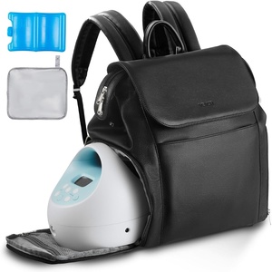 VEVOR Breast Pump Backpack, Breast Feeding Bag with Ice Pack, Compatible with Spectra S1 & S2, Portable Pump Carrying Case for Pump & Breastmilk Storage, Work, Travel, Daycare and Family Use, Black(Pu Black)