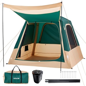 VEVOR Camping Tent, Automatic Inflatable Cabin Tent Easy Quick Setup, 4/6/8 Person TPU Air Tube & Large Mesh Windows, Portable Waterproof Tent with Carry Bag for Family Outdoor Camping Hiking(Green)