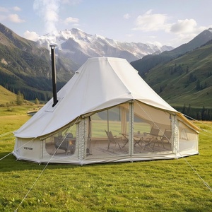 VEVOR Canvas Bell Tent, 4 Seasons Yurt Tent for Camping with Stove Jack, Waterproof Breathable with Zipped Detachable Floor, Family Camping Glamping Outdoor Hunting Party(Light Beige)
