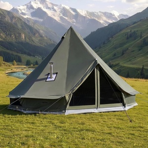 VEVOR Canvas Bell Tent, 4 Seasons Yurt Tent for Camping with Stove Jack, Waterproof Breathable with Zipped Detachable Floor, Family Camping Glamping Outdoor Hunting Party(Dark Green)