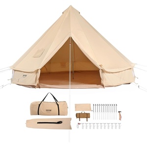 VEVOR Canvas Tent Bell, Yurt 4 Seasons for Camping with Stove Jack, Breathable Holds up to 4 People, Family Camping Outdoor Hunting Party(4m/13.12ft)
