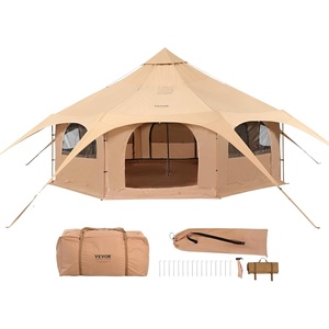 VEVOR Canvas Tent Bell, Yurt 4 Seasons for Camping with Stove Jack, Breathable Holds up to 4 People, Family Camping Outdoor Hunting Party(5m/16.4ft(side pole))