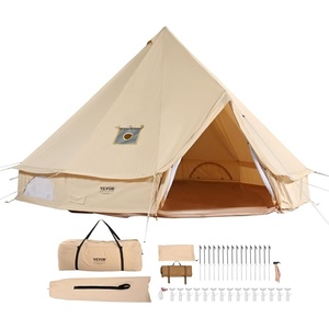 VEVOR Canvas Tent Bell, Yurt 4 Seasons for Camping with Stove Jack, Breathable Holds up to 4 People, Family Camping Outdoor Hunting Party(7m/22.97ft)