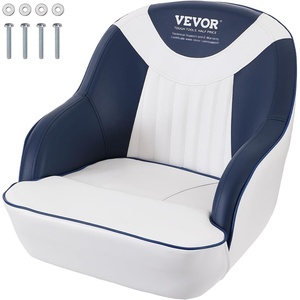 VEVOR Captain Bucket Seat, 1-Pack Boat Captain Chair with Thickened Sponge Padding & Curved Armrest, Pontoon Boat Seat for Fishing Boat, Sightseeing Boat, Speedboat, Canoe