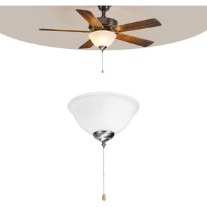 VEVOR Ceiling Fan Light Kit, 750lm 3000K Bowl Shaped Fan Light Kit with Pull Chain, 2 LED Bulbs, Replacement Fixture for Living Room, Dining Room, Bedroom, Indoor, White Glass Shade Brushed Nickel