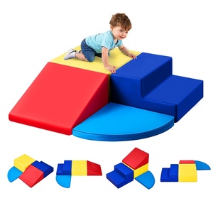 VEVOR Climbing Toys, 5-Piece Set, Foam Climbing Toys for Toddlers 6 Months to 3 Years Old, PU Leather Climbing Blocks, Indoor Climb and Crawl Activity Playset for Crawling & Sliding, Easy to Clean(4-Piece Set)