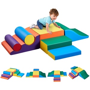 VEVOR Climbing Toys, 5-Piece Set, Foam Climbing Toys for Toddlers 6 Months to 3 Years Old, PU Leather Climbing Blocks, Indoor Climb and Crawl Activity Playset for Crawling & Sliding, Easy to Clean(7-Piece Set)