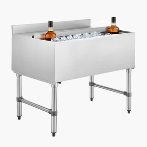VEVOR Commercial Ice Bin Stainless Steel Ice Chest with Sliding Lid, 24H Long-Lasting Insulation, Cooler Cart Cocktail Unit for Bar Restaurant Pub, NSF, 24 Inch(36 x 24 x 33)