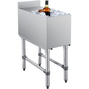 VEVOR Commercial Ice Bin Stainless Steel Ice Chest with Sliding Lid, 24H Long-Lasting Insulation, Cooler Cart Cocktail Unit for Bar Restaurant Pub, NSF, 24 Inch(12 x 24 x 33)