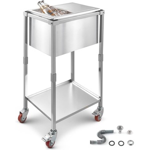 VEVOR Commercial Ice Bin, Underbar Ice Bin, Stainless Steel Ice Chest with Sliding Lid, Bottle Holders, Adjustable Bullet Feet, Cooler Cart Cocktail Unit for Bar Restaurant Pub(20 x 14 x 38 inch)