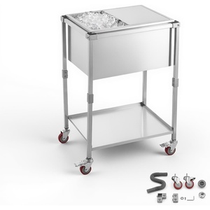 VEVOR Commercial Ice Bin, Underbar Ice Bin, Stainless Steel Ice Chest with Sliding Lid, Bottle Holders, Adjustable Bullet Feet, Cooler Cart Cocktail Unit for Bar Restaurant Pub(25.98 x 19.88 x 38.78″)