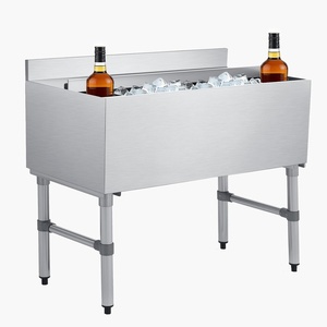 VEVOR Commercial Ice Bin,19 Inch Stainless Steel Ice Chest with Sliding Lid and Bottle Holders, Cooler Cart Cocktail Unit for Bar Restaurant Pub, NSF Certified(36 x 19 x 33)