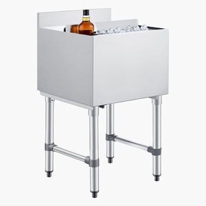 VEVOR Commercial Ice Bin,19 Inch Stainless Steel Ice Chest with Sliding Lid and Bottle Holders, Cooler Cart Cocktail Unit for Bar Restaurant Pub, NSF Certified(18 x 19 x 33)