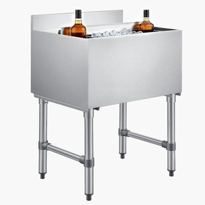 VEVOR Commercial Ice Bin,19 Inch Stainless Steel Ice Chest with Sliding Lid and Bottle Holders, Cooler Cart Cocktail Unit for Bar Restaurant Pub, NSF Certified(30 x 19 x 33)