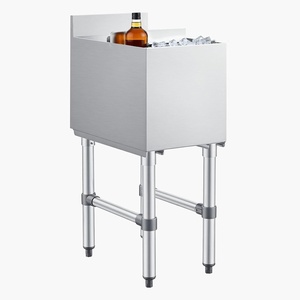 VEVOR Commercial Ice Bin,19 Inch Stainless Steel Ice Chest with Sliding Lid and Bottle Holders, Cooler Cart Cocktail Unit for Bar Restaurant Pub, NSF Certified(12 x 19 x 33)