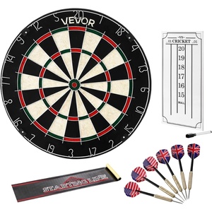 VEVOR Dartboard with 6 Darts & Scoring Kit, Self-Healing Sisal Fibers Dartboard with Staple-Free Bullseye & Rotating Number Ring, 17.7″ Professional Steel Tip Dart Board Set for Home Party Game Rooms