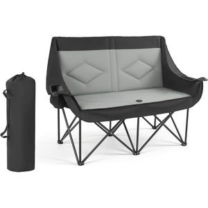 VEVOR Double Camping Chair, Oversized Two Person Camp Chair with 660 lbs Heavy Duty Support, with Dual Cup Holders, Wine Glass Holders, Magazine Straps, Carry Bags for Outdoor, Beach, 1 Pack