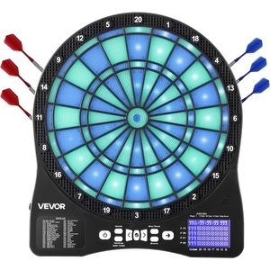 VEVOR Electronic Dart Board, LED-Illuminated Target Dartboard with 48 Games & 500+ Variations, Includes 6 Dart Shafts with Flights & 50 Soft Tips, Cricket Scoring LCD Screen – Supports Up to 8 Players