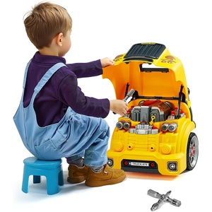 VEVOR Engine Toy, 60 Pieces, Kids Mechanic Car Repair Set with Removable Parts, Lights and Sounds, Steering Wheel and Horn, Kids Mechanic Workshop Set for Toddler Ages 3 Years and Up, Blue(Yellow)