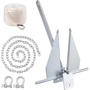 VEVOR Fluke Style Anchor Kit,Hot-Dipped Galvanized Steel Fluke Anchor with 7.9′ Chain(13 lbs)