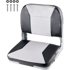 VEVOR Folding Boat Seat, 18.9″ Low Back Seat with Thickened Sponge Padding, Fold-Down Captain Chair for Fishing, Sightseeing, Speedboat, Canoe(1 Pack Grey&White)