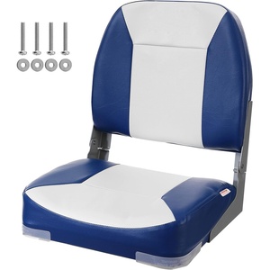 VEVOR Folding Boat Seat, 18.9″ Low Back Seat with Thickened Sponge Padding, Fold-Down Captain Chair for Fishing, Sightseeing, Speedboat, Canoe(1 pack Blue&White)