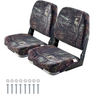 VEVOR Folding Boat Seat, 18.9″ Low Back Seat with Thickened Sponge Padding, Fold-Down Captain Chair for Fishing, Sightseeing, Speedboat, Canoe(Low Back-2 pack camo)
