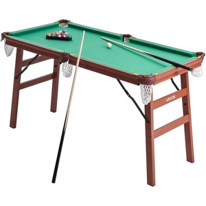VEVOR Folding Pool Table,Portable Billiards Tables, Foldable Space-Saving Entertainment Game Set Includes Ball, Cue, Rack, Chalk, Brush, Brown with Bule Cloth, for Family Use, Recreation Room(Green)
