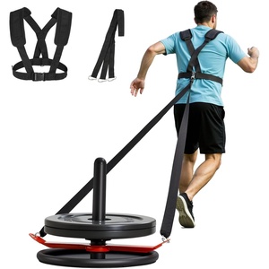 VEVOR Football Sleds and Chutes, Weight Sled, Football Training Pull Push Running Sled, Fitness Workout Sled Push Gym Equipment, Adjustable Height Handle, Compatible 1/2 in Weight Plates(360° Rotation)