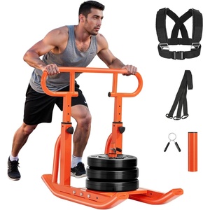 VEVOR Football Sleds and Chutes, Weight Sled, Football Training Pull Push Running Sled, Fitness Workout Sled Push Gym Equipment, Adjustable Height Handle, Compatible 1/2 in Weight Plates(Full-Range Handle)