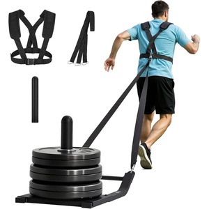 VEVOR Football Sleds and Chutes, Weight Sled, Football Training Pull Push Running Sled, Fitness Workout Sled Push Gym Equipment, Adjustable Height Handle, Compatible 1/2 in Weight Plates(Dragging)