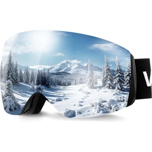 VEVOR Frameless Ski Goggles, Spherical Lens with Revo Coating, OTG Anti fog Snow Goggles, TPU Frame & Ventilation Structure(Silver Lens Vlt 8-18%)