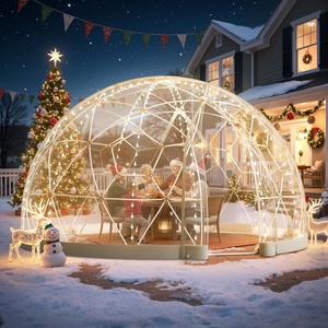VEVOR Garden Dome Tent, 9.5 x 5.7 ft Outdoor Clear Bubble Tent for 2–4 Person, Weatherproof Geodesic Dome Greenhouse with Window, PVC Transparent(12 x 7.2 ft)