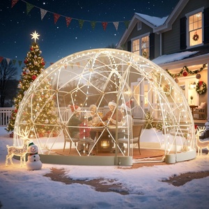 VEVOR Garden Dome Tent, 9.5 x 5.7 ft Outdoor Clear Bubble Tent for 2–4 Person, Weatherproof Geodesic Dome Greenhouse with Window, PVC Transparent(9.5 x 5.7 ft)